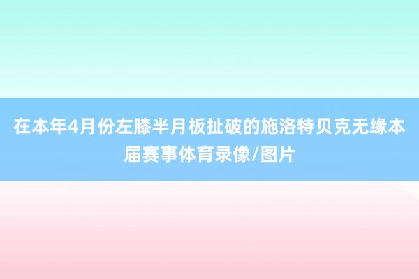 在本年4月份左膝半月板扯破的施洛特贝克无缘本届赛事体育录像/图片