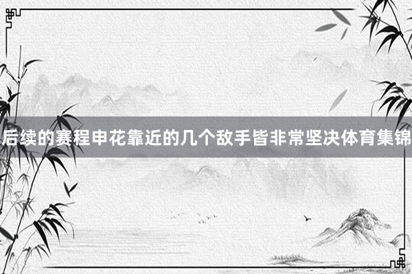 后续的赛程申花靠近的几个敌手皆非常坚决体育集锦
