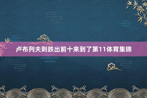 卢布列夫则跌出前十来到了第11体育集锦
