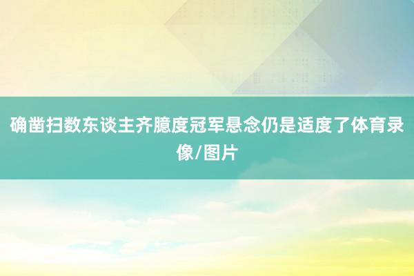 确凿扫数东谈主齐臆度冠军悬念仍是适度了体育录像/图片