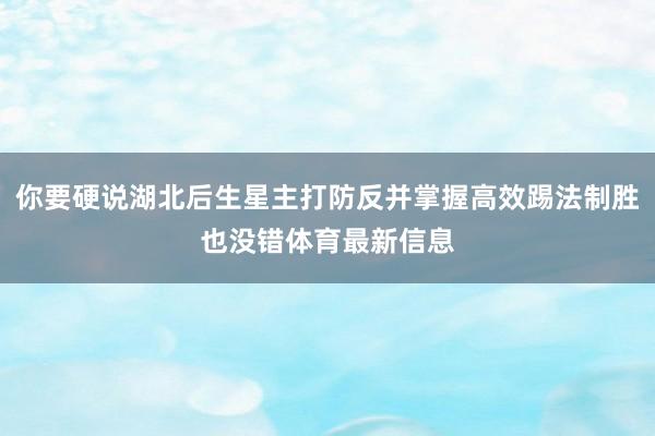 你要硬说湖北后生星主打防反并掌握高效踢法制胜也没错体育最新信息