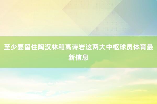 至少要留住陶汉林和高诗岩这两大中枢球员体育最新信息